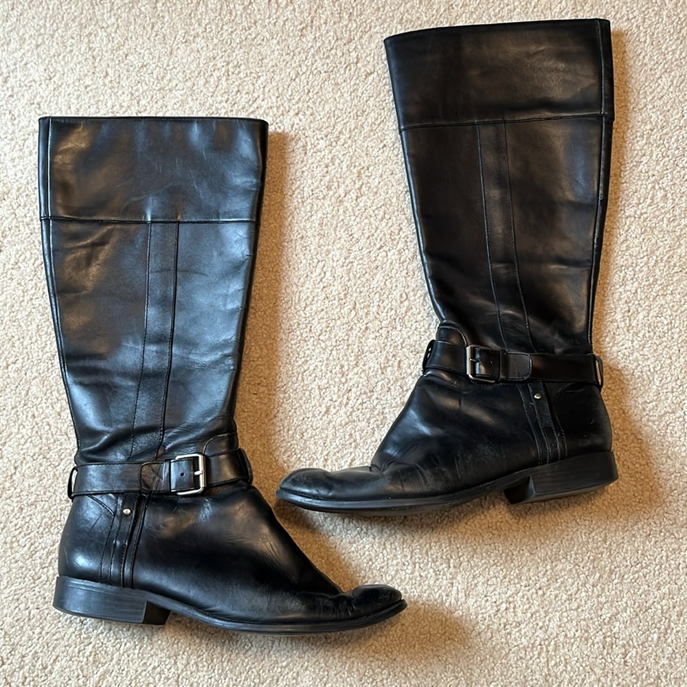 Anne Klein Black Leather Riding Boots